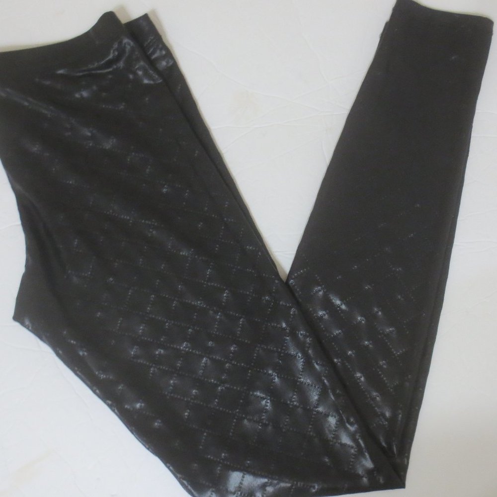 EUC Tart Faux Leather Pants Leggings Black Geometric S